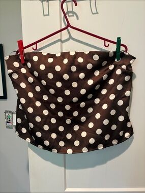 Dynamite Brown and White Polka Dot Strapless Crop Top. B18
